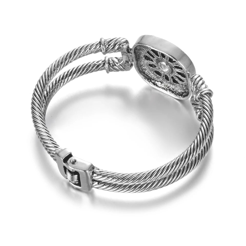 Silver Hinged Bangle Snap Silver Bracelet 18mm