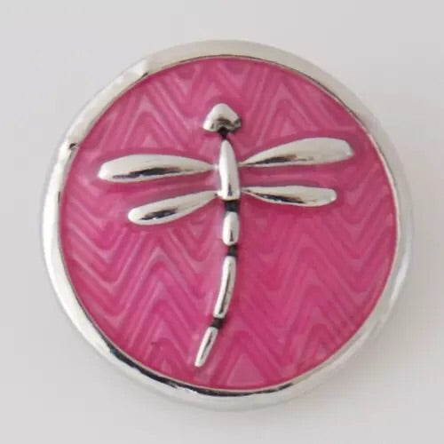 Pink Dragonfly Ginger Snap Compatible Snap Charm 18mm