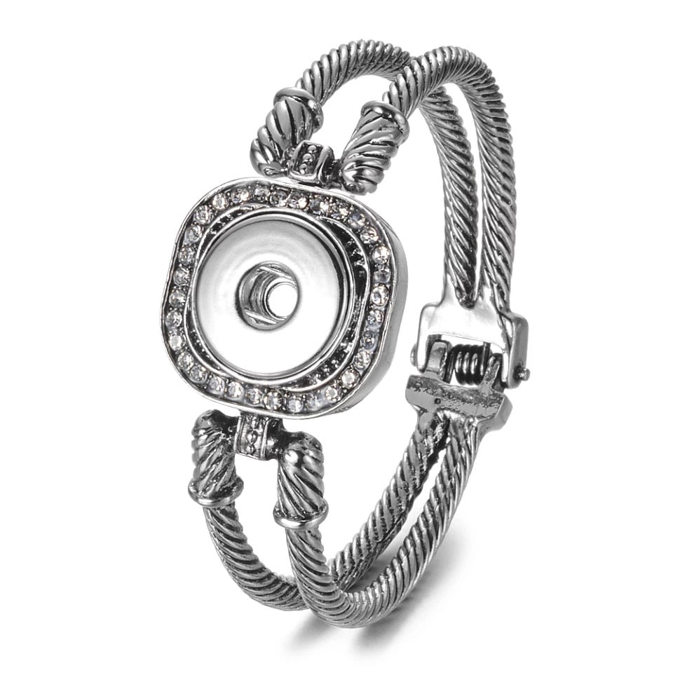 Silver Hinged Bangle Snap Silver Bracelet 18mm