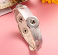 Braided Silver Leather Snap Bracelet 18mm