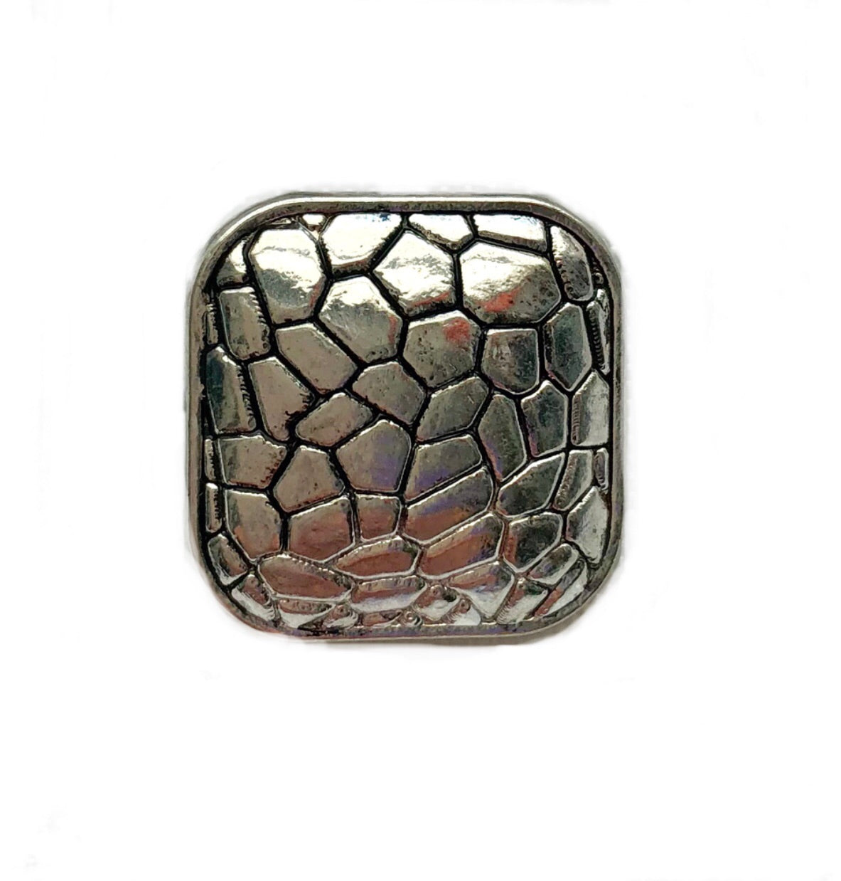 Square Hammered Silver Snap Charm 18mm