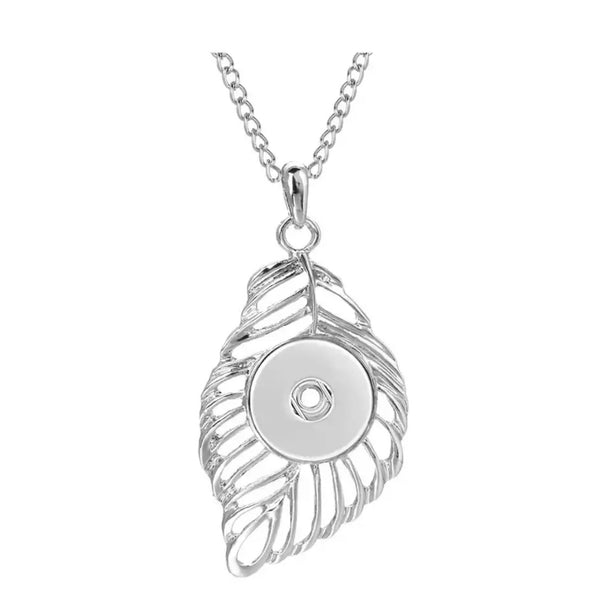 Large Feather Necklace with 18-20 inch silver link chain 18mm