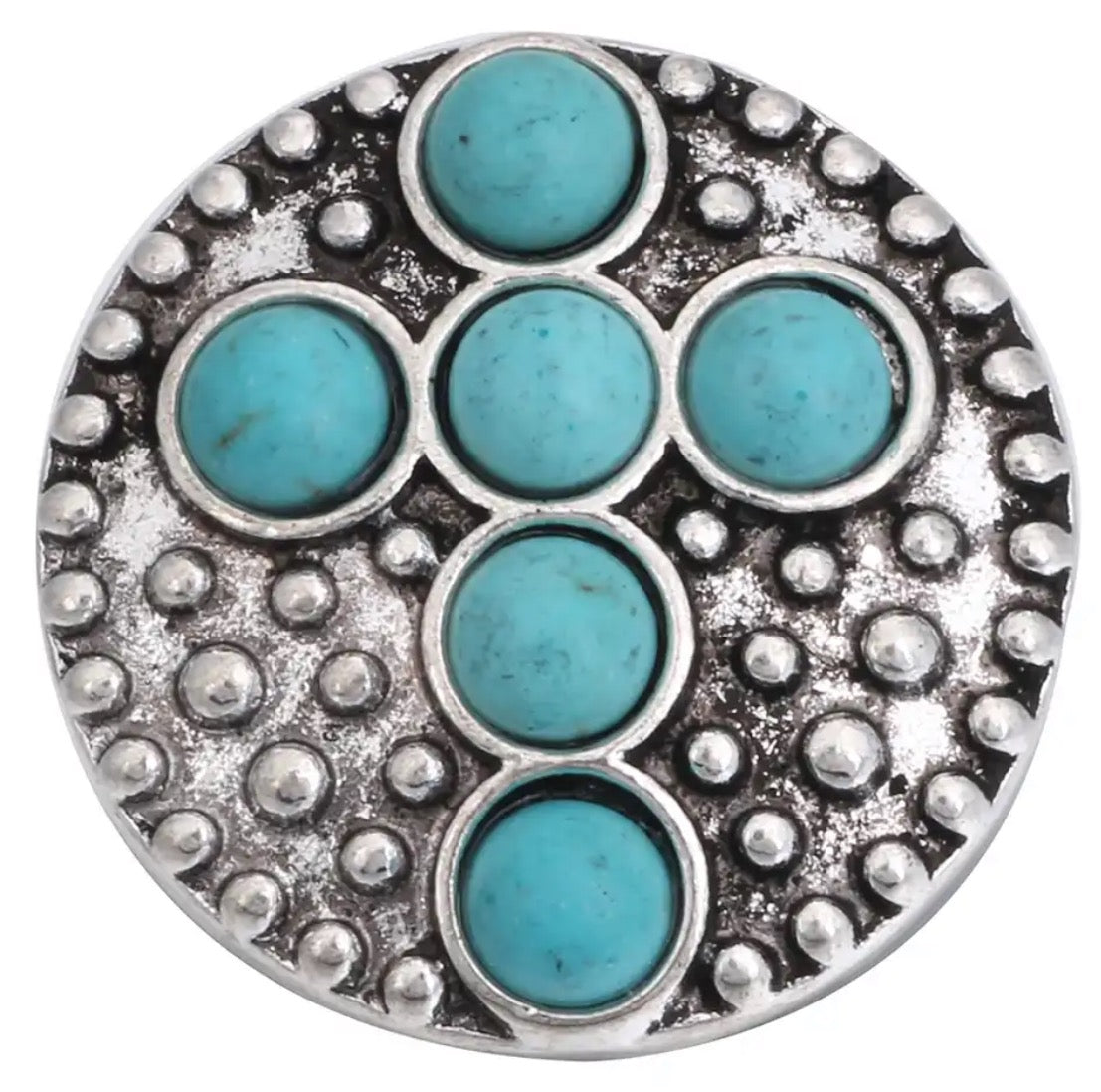 Turquoise Cross Snap Charm 18mm