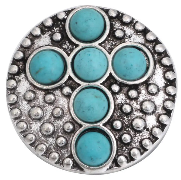 Turquoise Cross Snap Charm 18mm