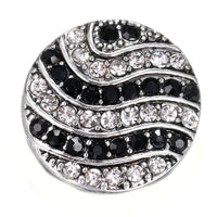 Black Rhinestone Wave Ginger Snap Compatible Snap Charm 18mm
