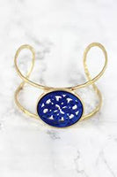 Blue Resin Medallion Gold Bracelet